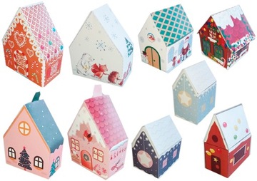 Domek do kalendarza adwentowego świąteczna wioska DIY papier #08