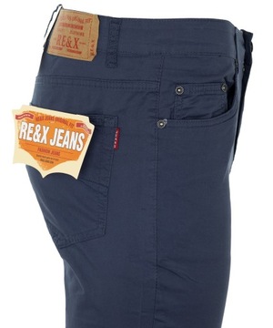 SPODNIE MATERIAŁOWE GRANATOWE BAWEŁNIANE CASUAL PROSTE WIOSENNE W50