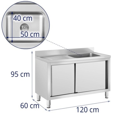 Szafka 120cm ze zlewem Royal Catering RC-IKS07