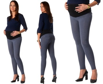 LEGGINSY CIĄŻOWE z kieszeniami getry bawełna 3XL
