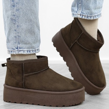 Женские зимние ботинки Cafe коричневого цвета, короткие муклюки на платформе TL242, размер 41