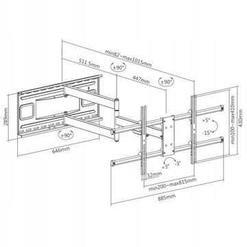 ОЧЕНЬ ДЛИННЫЙ поворотный кронштейн для телевизора с диагональю 43–80 футов.