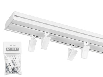 KARNISZ SUFITOWY Podwójny Szyna PCV Biała 110cm Komplet Bojanek