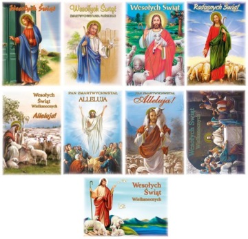 POCZTÓWKA KARTKA WIELKANOC ŚWIĘTA RELIGIJNA 9 SZT.