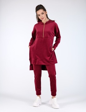 Welurowe dresy damskie EMI II - welurowa bluza + spodnie - bordo 4XL/5XL