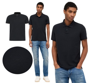 Koszulka Polo Męska Mustang PALCO Polówka Czarna Krótki Rękaw Cotton r. 3XL
