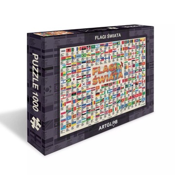 PUZZLE Z FLAGAMI ŚWIATA duże 1000 elementów POMYSŁ NA PREZENT ArtGlob