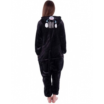 KOT Czarny Kotek PIŻAMA Jednoczęściowa Kigurumi Onesie Dla Dzieci 134