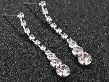 Srebrny komplet biżuterii srebrzony ślubnej kolia krawatka prezent kolczyki