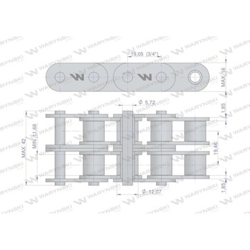 Цепь роликовая 12Б-2 (R2 3/4) 5 м