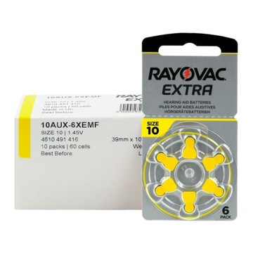 BATERIE RAYOVAC EXTRA ADVANCED TYP 10 PR70 60 szt.