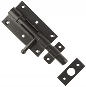 ZASUWA DRZWIOWA BRAMOWA RYGIEL JEDNOSTRONNA L100 CZARNA NA KŁÓDKĘ + WKRĘTY