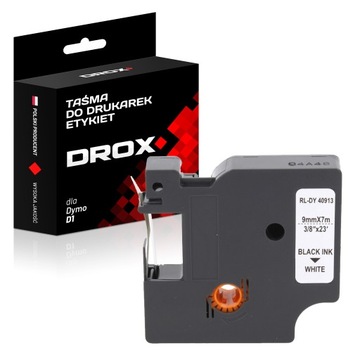 Taśma do etykiet DYMO 40913 9mm/7m biała czarny
