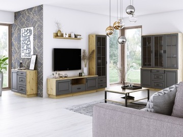 Расширение витрины 150 3D FLAWIO графит + дуб ремесленный