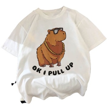MODNY DAMSKI T-SHIRT BAWEŁNIANY NADRUK KAPIBARA XL