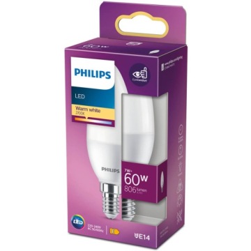 Светодиодная лампа СВЕЧА E14 B35 7Вт = 60Вт 2700К PHILIPS