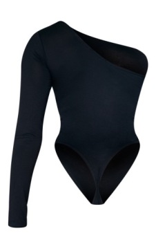 PRETTYLITTLETHING ЧЕРНОЕ ТЕЛО, АСИММЕТРИЧНАЯ ГОРИЯ, ДЛИННЫЙ РУКАВ RXL F151103