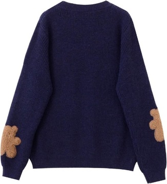 Uroczy sweter dla nastolatek japoński styl Kawaii niedźwiedź naszywka