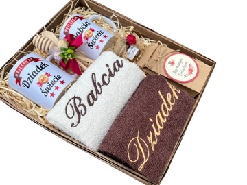 Подарок бабушке и дедушке на День матери КРАСИВАЯ КОРЗИНКА Кружки Чайные полотенца