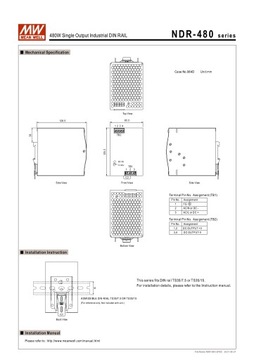 Блок питания Mean Well NDR-480-24 480 Вт, 24 DIN-рейки
