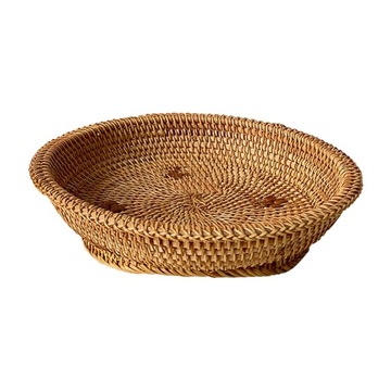 Rattanowy kosz na owoce Kosz tkacki Taca rattanowa Okrągły wystrój domu 27 cm x 7 cm