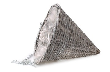СЕРАЯ ПЛЕТЕНАЯ ПОДВЕСНАЯ ЦВЕТОЧНАЯ КОРЗИНА КОНУС 28x28x32/68 см