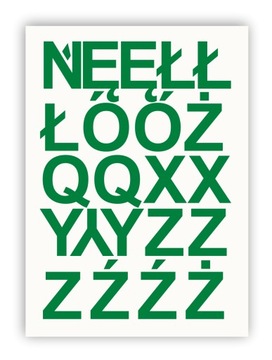 Зеленый алфавит, цифры, самоклеящиеся буквы 100 мм.