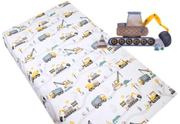 PRZEŚCIERADŁO Z GUMKĄ DO ŁÓŻECZKA 120X60 BAWEŁNIANE KOPARKI