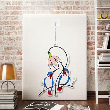 Подвесной витраж с птицами