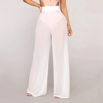 Women See Through Boho Wide Leg High Waist Trouser