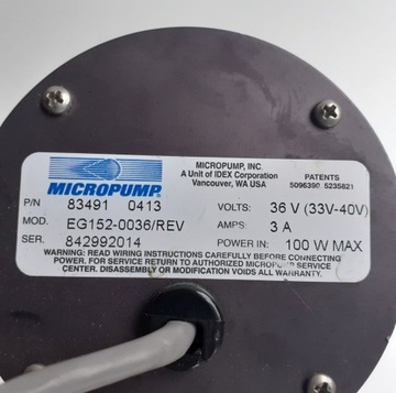Магнитный шестеренный насос MICROPUMP 36V 6л/мин