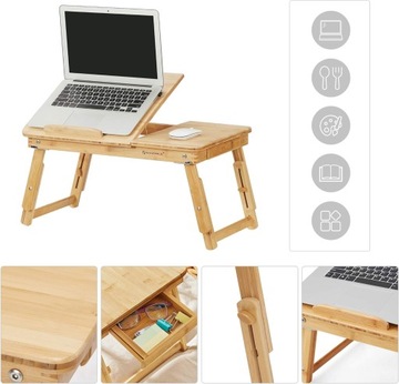 Stolik śniadaniowy do łóżka Stojak Podstawka pod laptopa na kolana SKŁADANY
