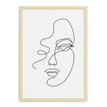 PLAKAT A3 KOBIETA TWARZ FACE ART ABSTRAKCJA LINIA