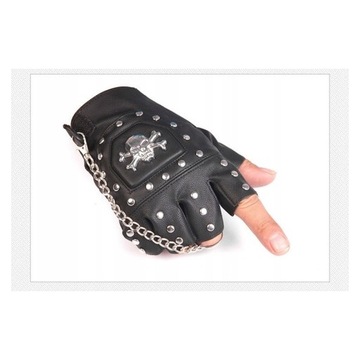 КОРОТКИЕ МОТОЦИКЛОВЫЕ ПЕРЧАТКИ С ЧЕРЕПОМ БЕЗ ПАЛЬЦЕВ С ЦЕПЬЮ