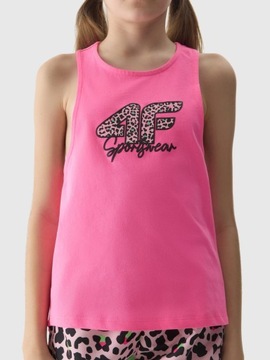 ФУТБОЛКА ДЛЯ ДЕВОЧЕК 4F ДЕТСКАЯ ФУТБОЛКА, ВЕРХ НА РЕМЕШКАХ, ХЛОПОК 100% SS24