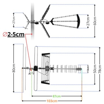 DVB-T2 COMBO MUX8 4K LTE наземная телевизионная антенна, активная с усилителем