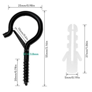КРЮЧОК КРЮЧОК С ВИНТОВОЙ УШИНОЙ, ЧЕРНЫЙ МЕТАЛЛ
