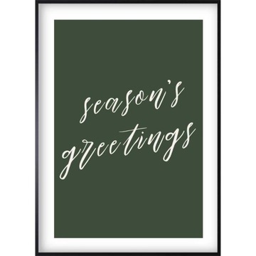PLAKAT 21x30 A4 OBRAZ ŚWIĄTECZNY NAPIS ŚWIĘTA ZIELONY SEASON'S GREETINGS