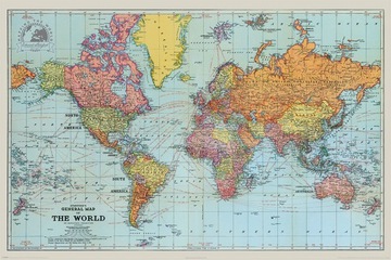 Plakat Stanfords 1921 Mapa Świata 91,5x61cm