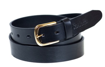 Skórzany czarny PASEK Cartello ZŁOTA KLAMRA C-0230-1-110|obwód 105-110cm