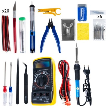 НАБОР ЭЛЕКТРИЧЕСКИХ ИНСТРУМЕНТОВ ПАЯЛЬНИК Мультиметр