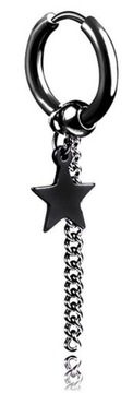 HUGGIE Kolczyk Do Ucha z Łańcuszkiem Gwiazda Punk Gothic Rock STAL