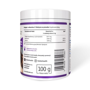 NOBLE HEALTH Kolagen + Witamina C i Biotyna w proszku suplement diety 10 P1