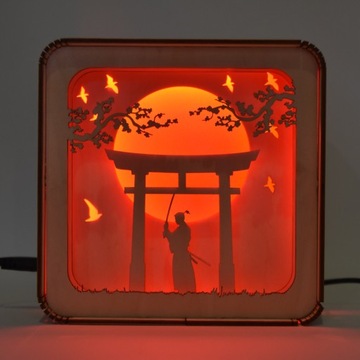 Podświetlany BOX LED | Motyw Samuraja | Prezent