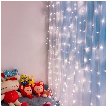 KURTYNA LED LAMPKI wiszące SOPLE GIRLANDA ŚWIETLNA 3X3 na okno barwa biała