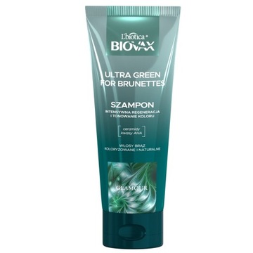 L'BIOTICA Biovax Glamour Szampon Ultra Green For Brunettes - do włosów brąz