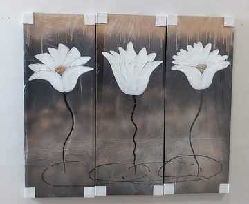 Kwiaty Obraz metoda Premium Print 3x 30 x 90 cm