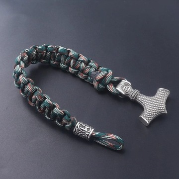 Браслет THOR'S Hammer, Nordic Viking, металлическая оплетка, якорь, Руны 24ч