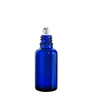 BUTELKA SZKLANA 30ML NIEBIESKA Z ROLL ON I NAKRĘTK