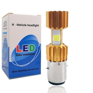 ŻARÓWKA LED MOTOCYKL MOTOR BA20D H6 S2 3400lm GOLD